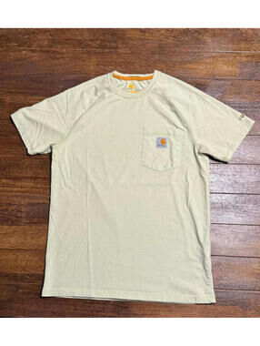 Carhartt Force Pocket Logo T-Shirt S Relaxed Fit Light Yellow Short Sleeve